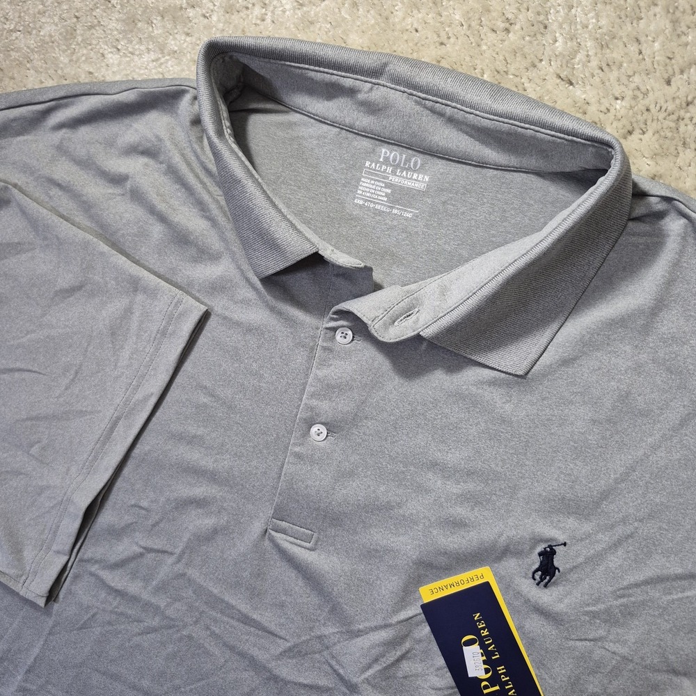 Polo Ralph Lauren Performance Polo Shirt Mens 4XB Gray Stretch Golf Workwear New